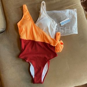 NWT CupShe Colorblock Plunging One Piece Swimsuit